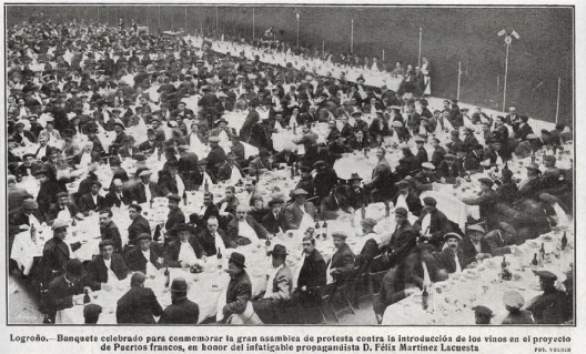 Banquete en Honor a Félix Martínez Lacuesta por su decidida defensa del Rioja.