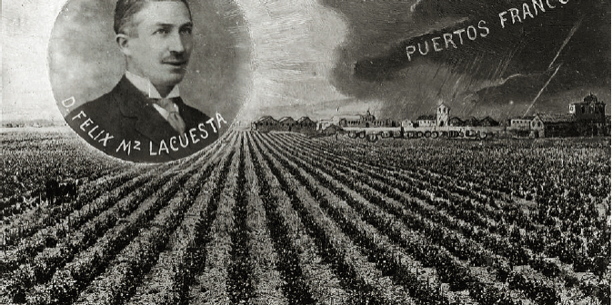 Imagen de la época con Martínez Lacuesta y su lucha contra los Puertos Francos.